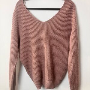 Fashion Nova Dusty Rose V-Neck Sweater